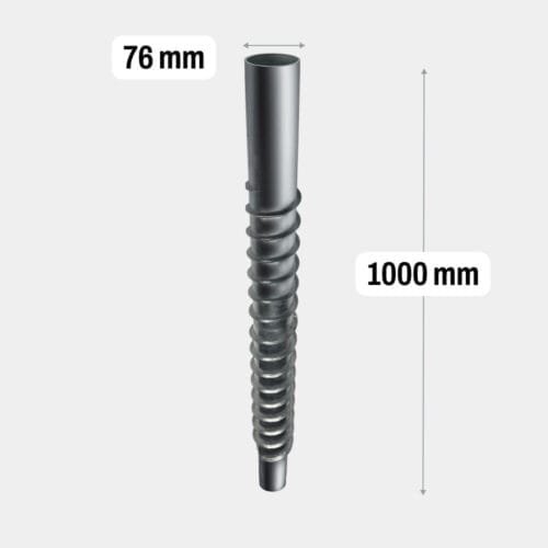Screw pile extension with thread HDG_76x1000x3.5_1