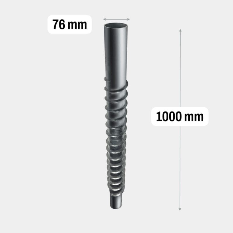 Screw pile extension with thread HDG_76x1000x3.5_1